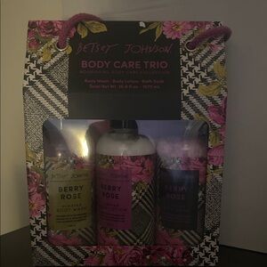 Betsey Johnson Berry Rose Body Care Trio - Pink, Black, and White